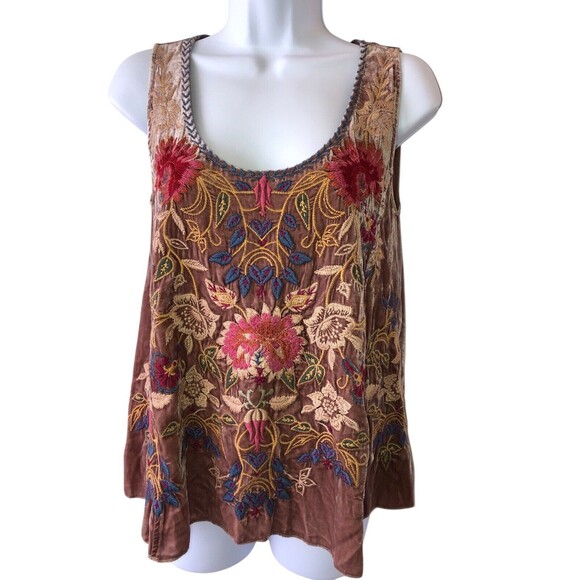 Johnny Was Simone Velvet Swing Tank Silk Embroidered SIZE X Small - Picture 1 of 9